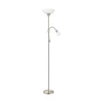 Eglo Lampada da terra Up 2 Acciaio Nichel Satinato | IP20 - Adatto per 1x E27 